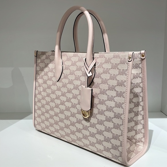 Michael Kors Mirella tote bag MK print Powder Blush Multi color - Picture 2 of 6